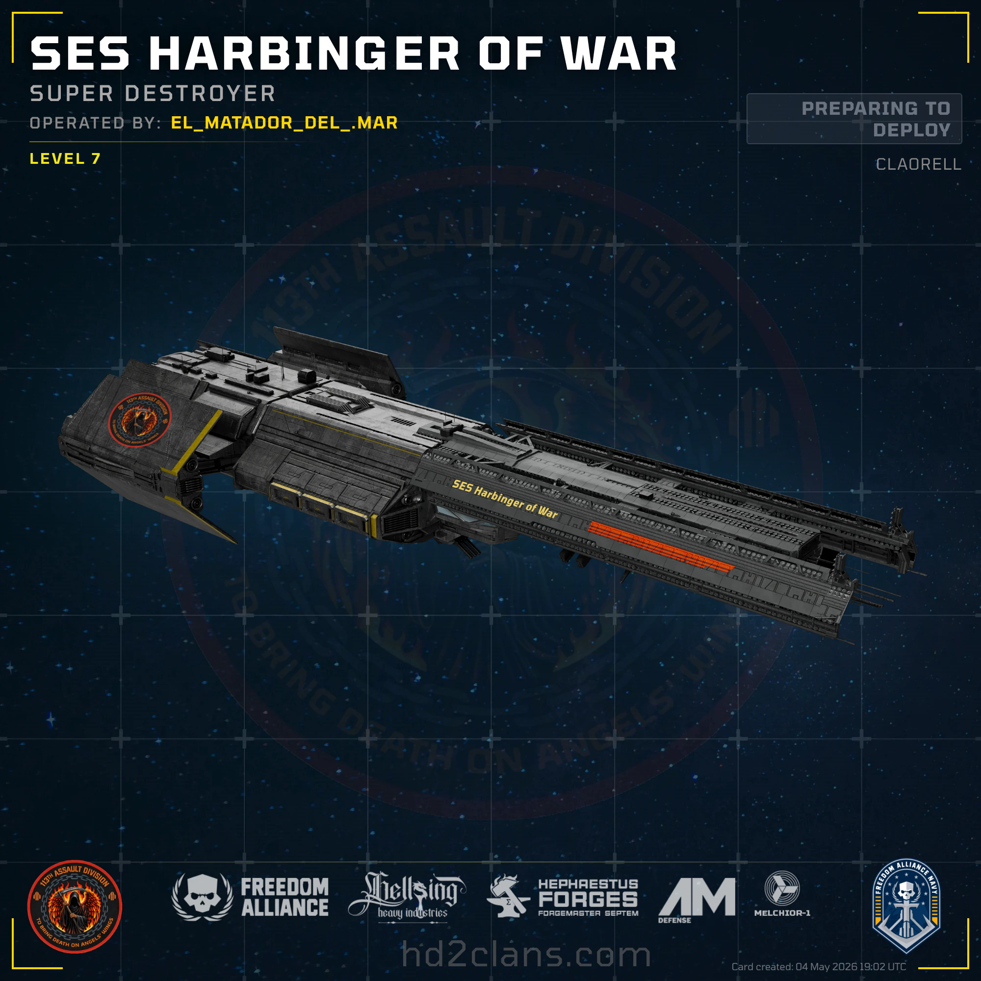 SES Harbinger of War