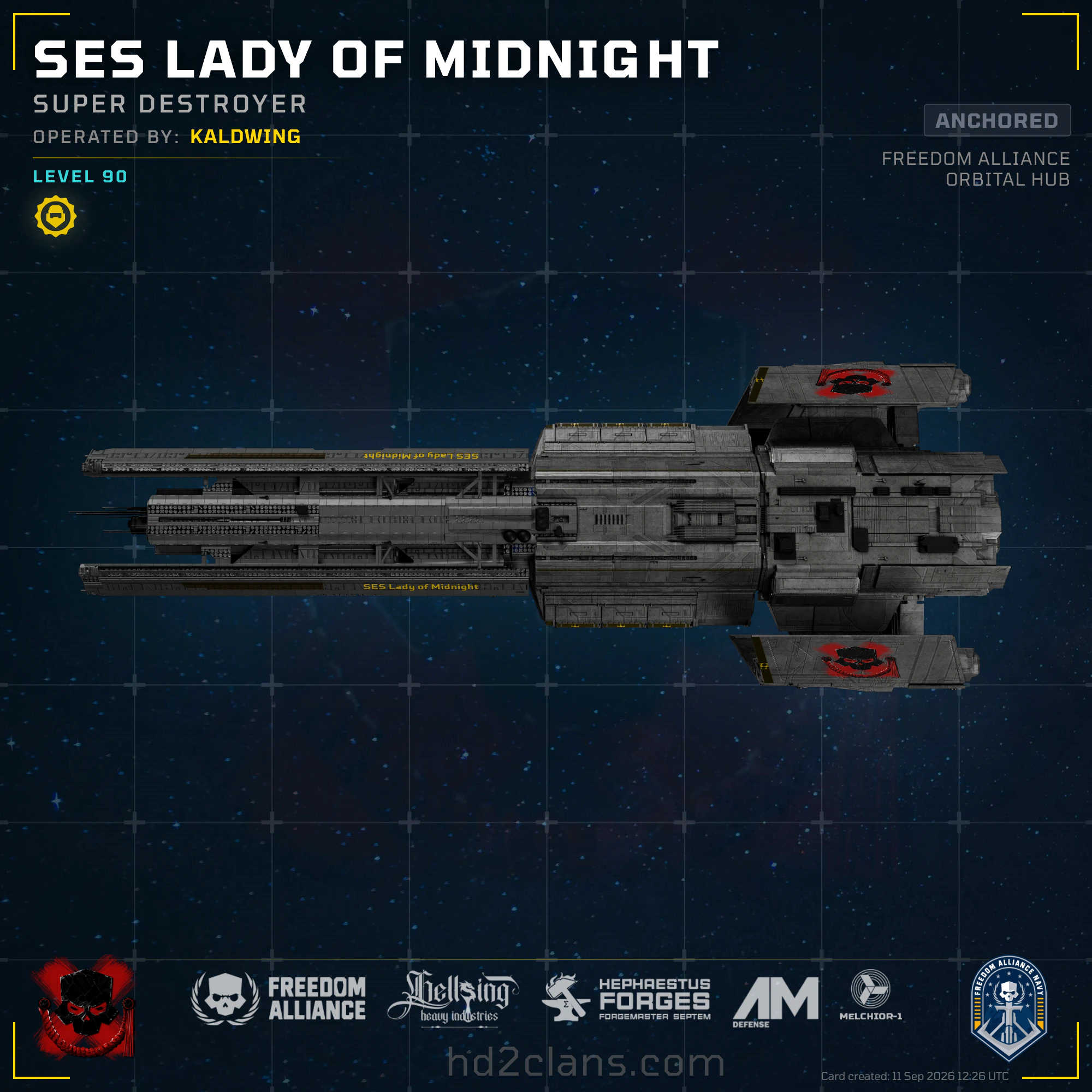 SES Lady of Midnight, dorsal view. Death Company markings visible on either wing.