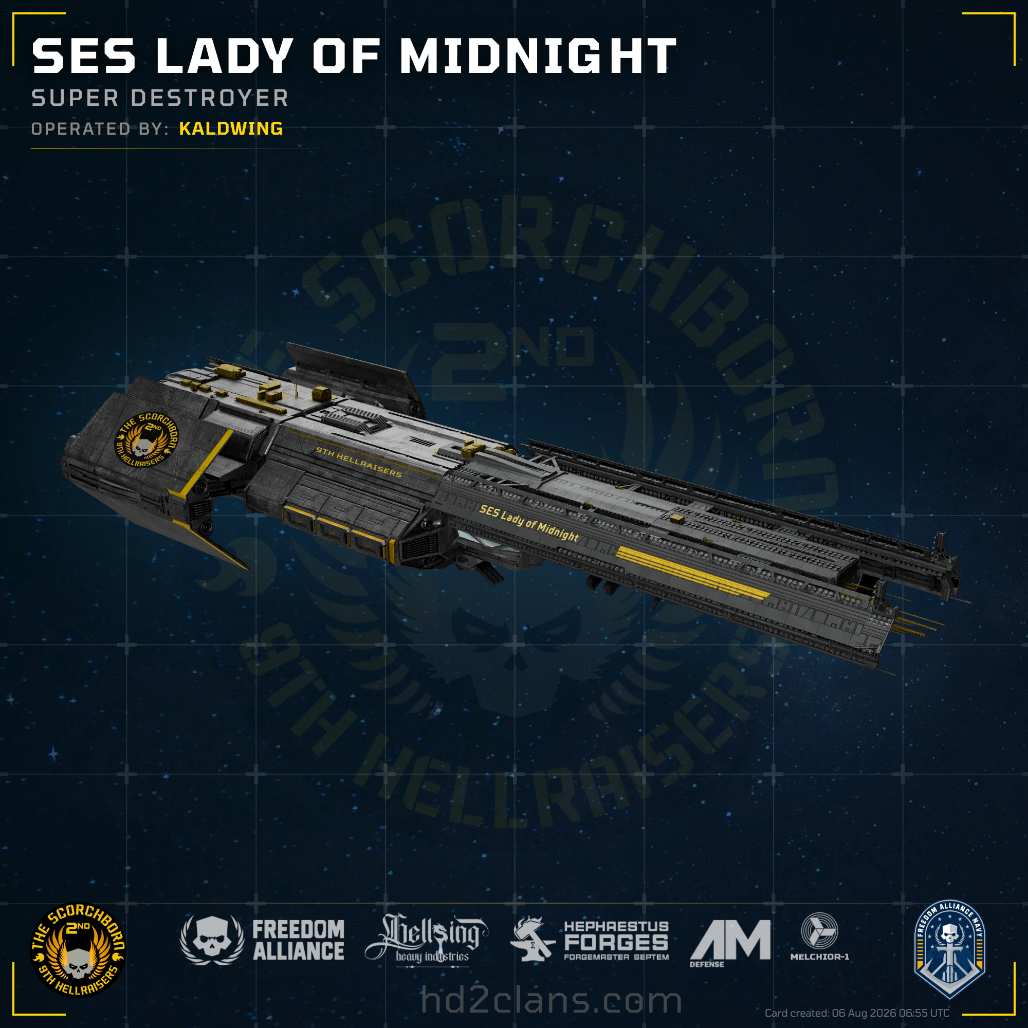 SES Lady of Midnight, pre-Death Company designation. Standard 2nd Scorchborn livery.